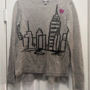 Neiman Marcus Gray City Skyline Sweater 100% Cashmere